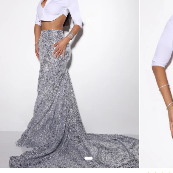 Fashion Nova Silver Sequin Maxi Skirt - Picture 1 of 6